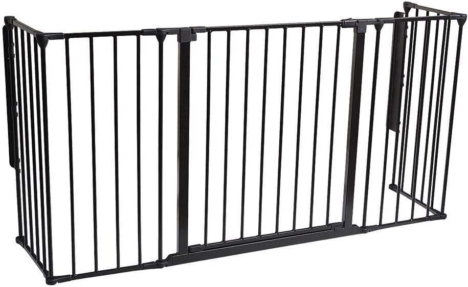 Safetots MehrPanel Kaminschutzgitter, 38cm Tief x 138cm Breit, Schwarz, 70cm Hoch, Kinder und Hausti
