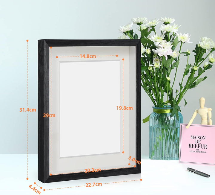 Anhow 2er 3D Bilderrahmen A4 (21x29.7 cm), Echtglas 3D Bilderrahmen zum Befüllen 3cm Tiefer Objektra