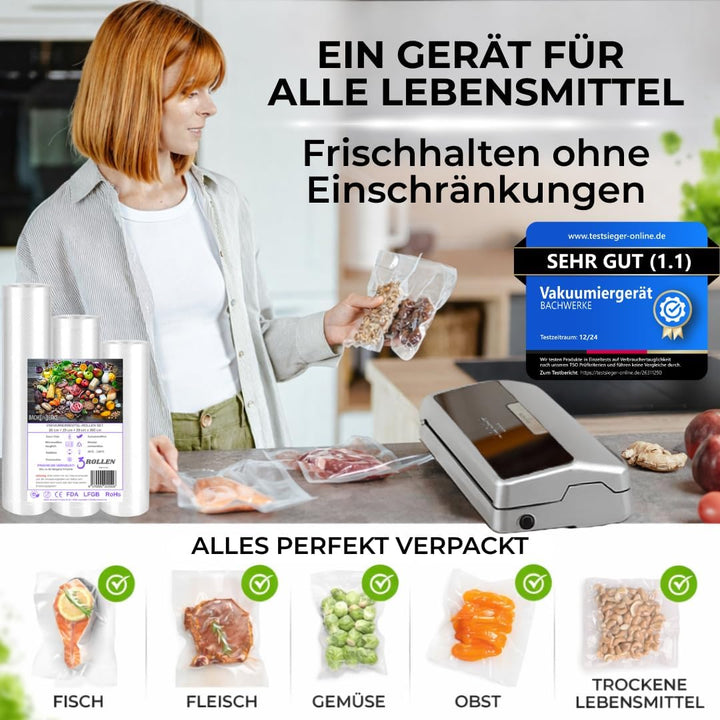 BACHWERKE° Vakuumiergerät + Ersatzcutter,32cm Schweissnaht,Vakuumierer,Vakuummaschine, Einschweissge