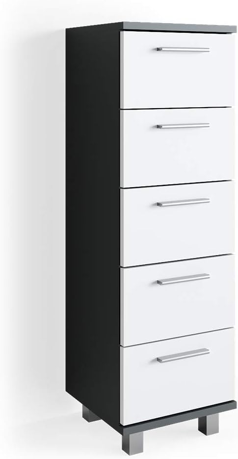 Vicco Badschrank Ilias, Anthrazit/Weiss, 30 x 95 cm, Anthrazit