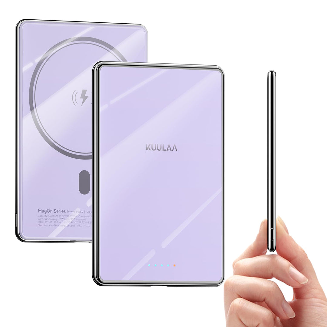 Kuulaa Ultra Slim PowerBank, 5000 mAh, MagSafe Externe Batterie mit Type C 20W Ausgangsleistung, Sch