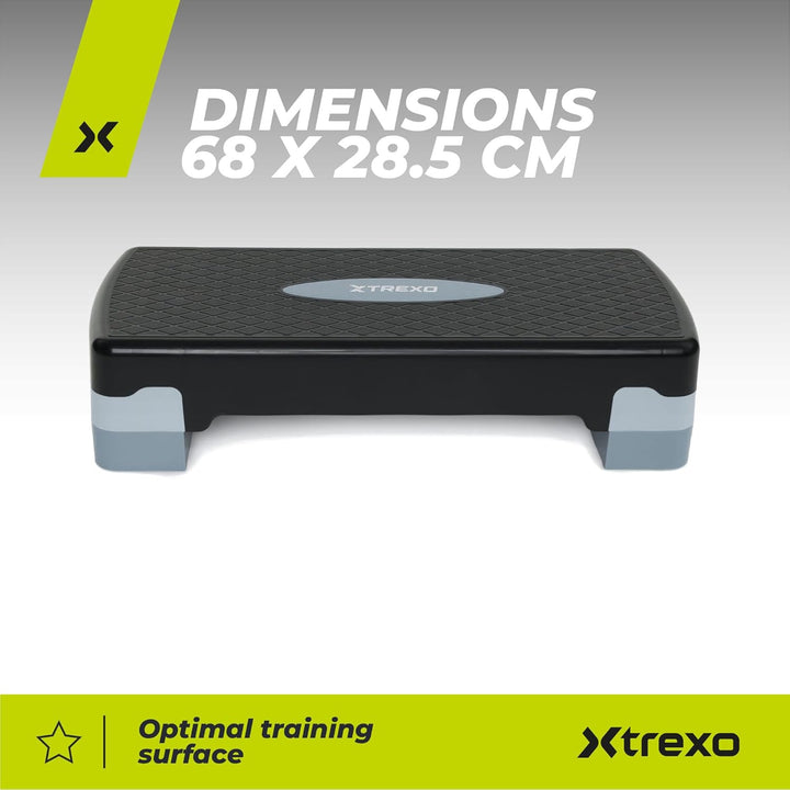 TREXO Aerobic Step 68 x 28 cm Für Cardio- und Fitnesstraining Höhenverstellbar 15-20 cm Langlebig au