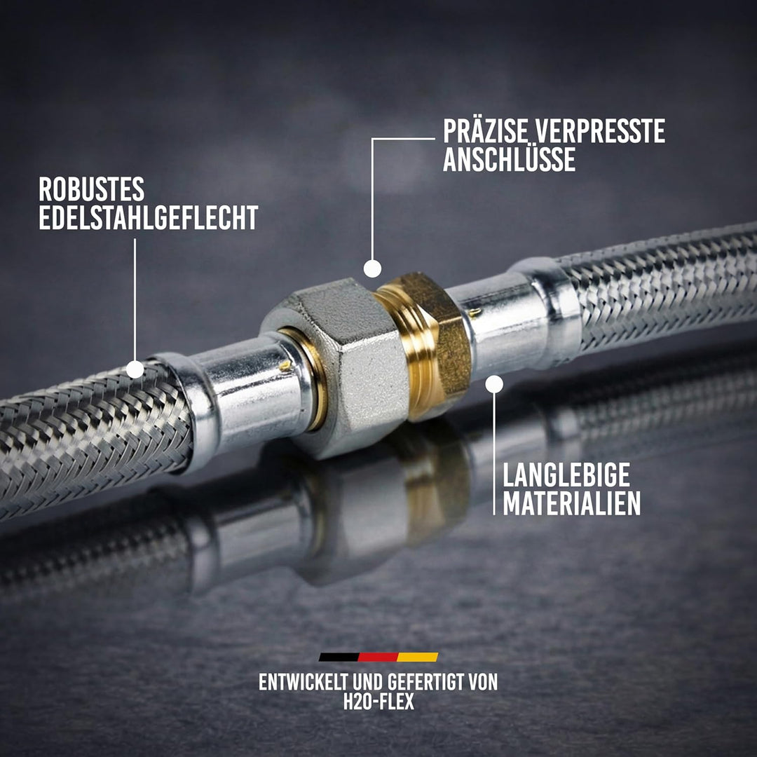 Panzerschlauch 3/4"ÜM x 3/4"ÜM Bogen (DN19) 2,00m / 2.000mm, 2,00m / 2.000mm