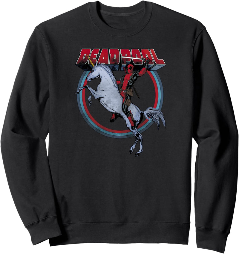 Marvel Deadpool Riding A Unicorn Circle Sweatshirt