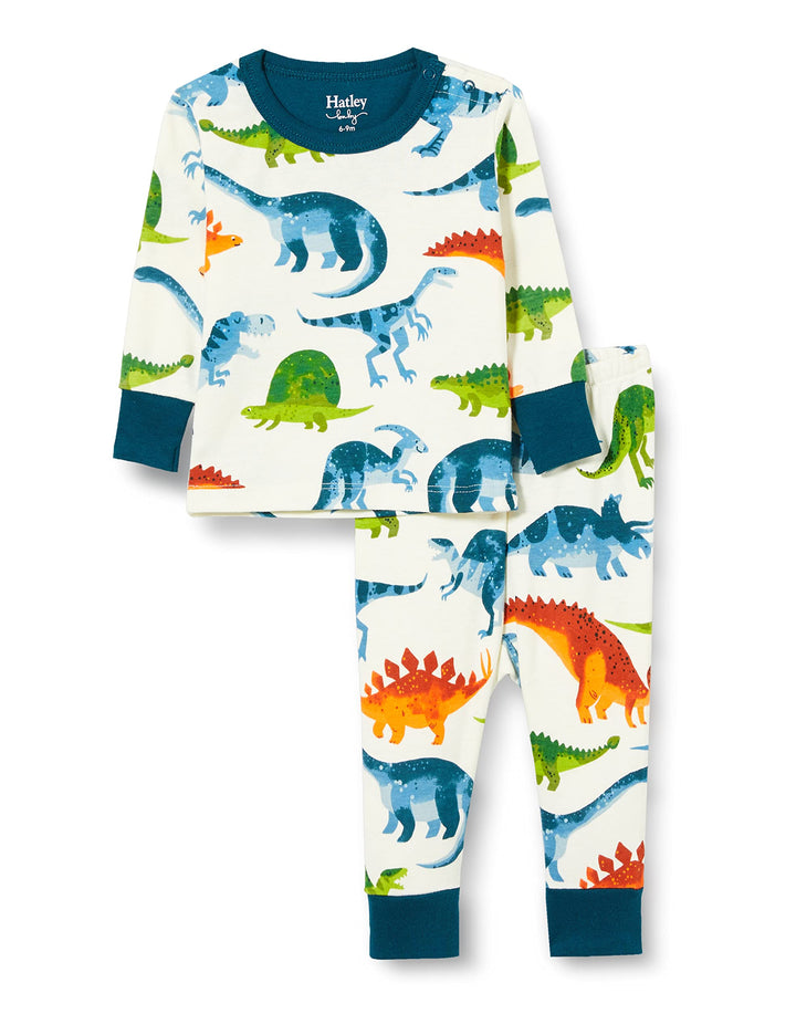Hatley Baby-Jungen Organic Cotton Long Sleeve Pyjama Set Pyjamaset 3-6 Monate Dino Park, 3-6 Monate