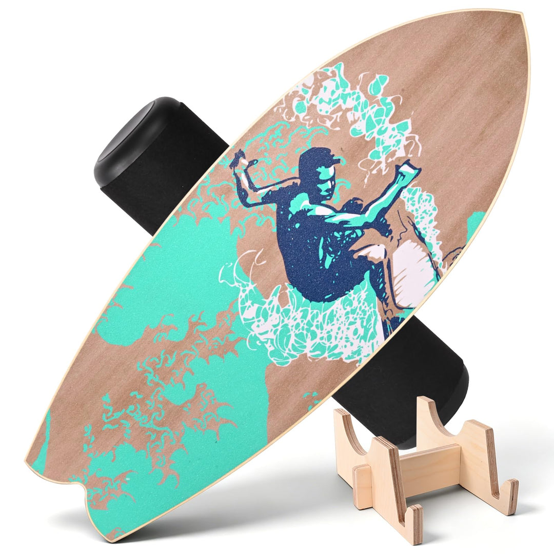 Balance Board 75x28cm 15mm Dickes, Tragfähigkeit 150Kg Holz Balanceboard Erwachsene Kinder mit Rolle