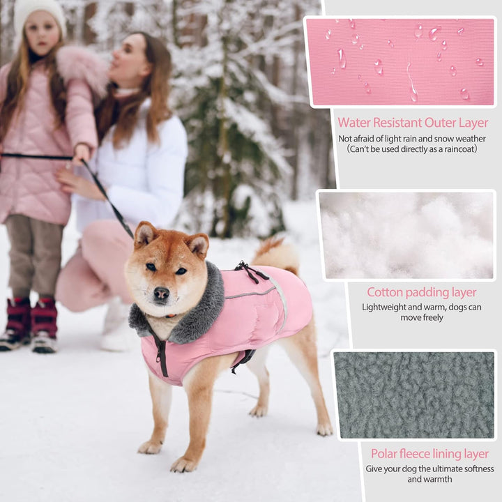 QBLEEV Hundewintermantel, warm, reflektierende Hundejacke, Rollkragen, wasserdicht, für kaltes Wette