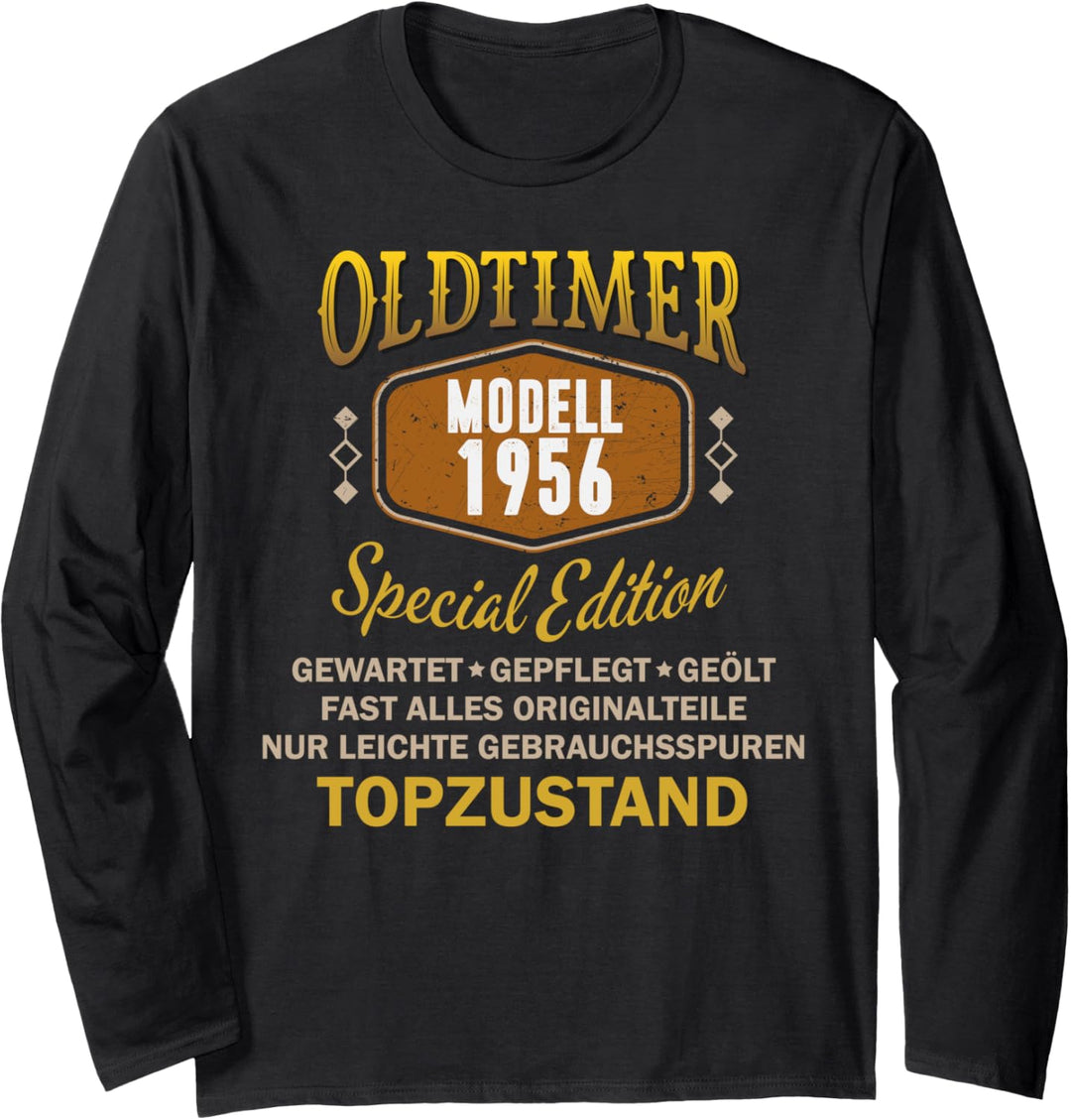 Oldtimer Jahrgang 1956, 65. Geburtstag Mann Geschenk Langarmshirt