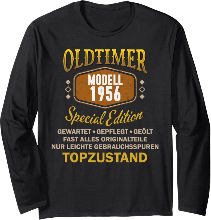 Oldtimer Jahrgang 1956, 65. Geburtstag Mann Geschenk Langarmshirt