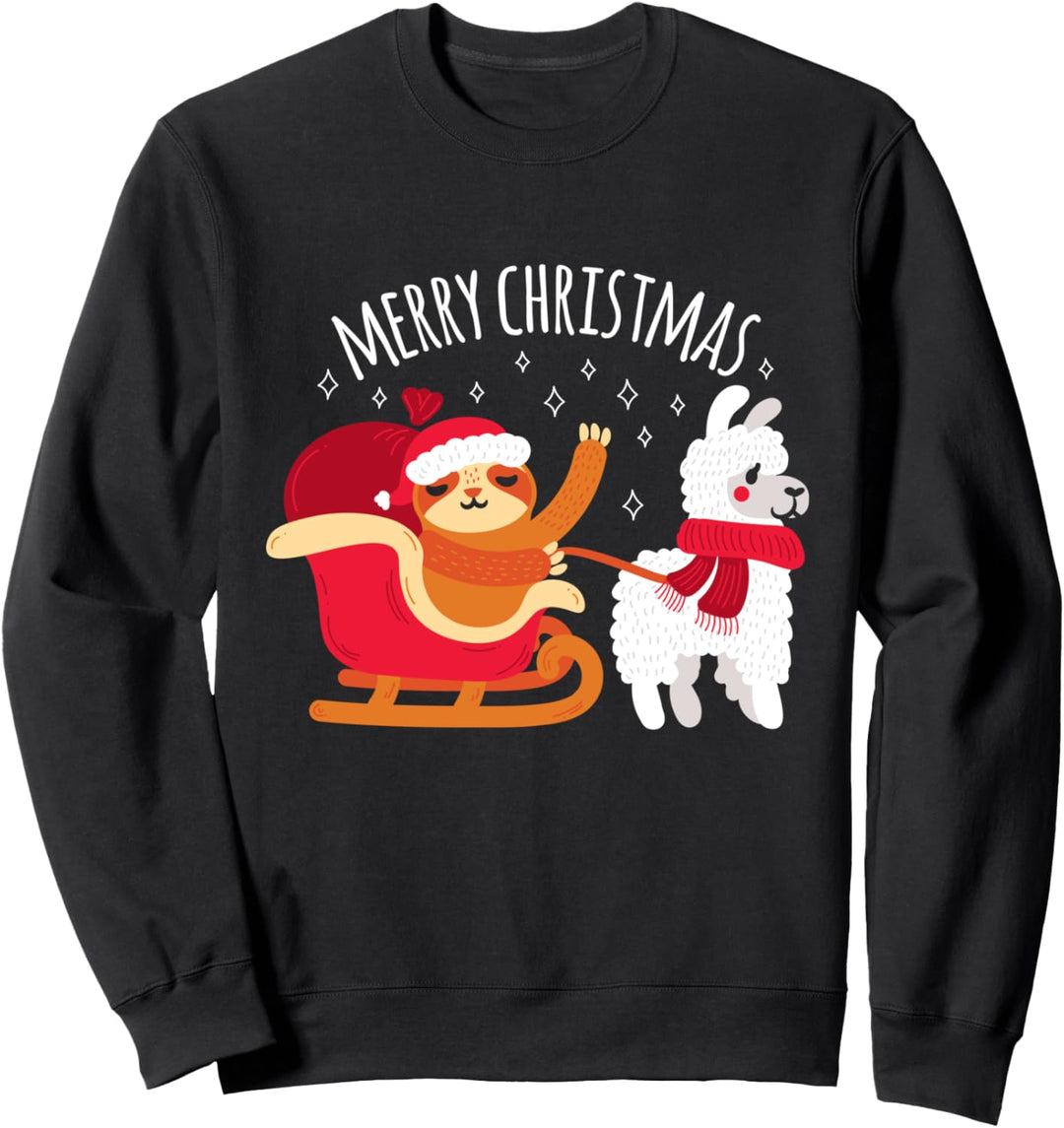 Lustiges Weihnachten Rentier Faultier Lama Alpaka Christmas Sweatshirt