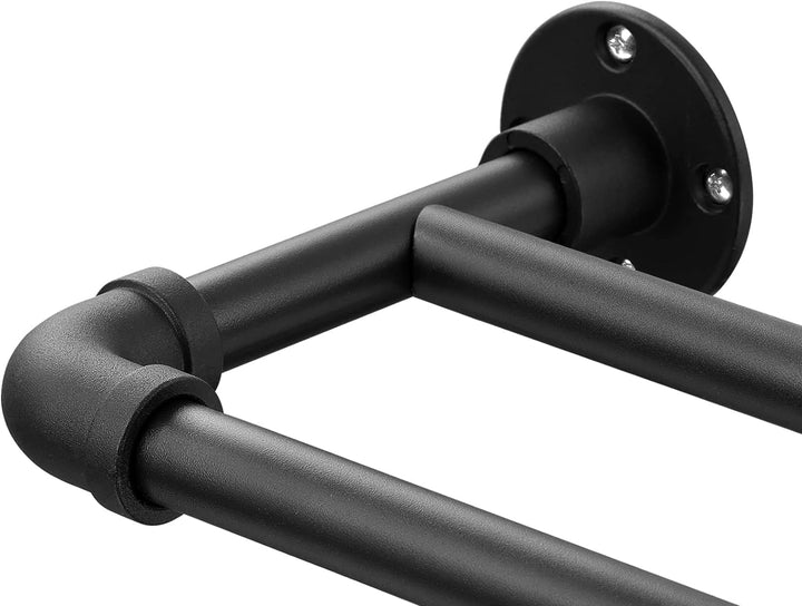 Gardinenstange Innenlauf 2-Läufig Industrieller Stil, 73-340cm Gardinenstange Verstellbare mit Flans