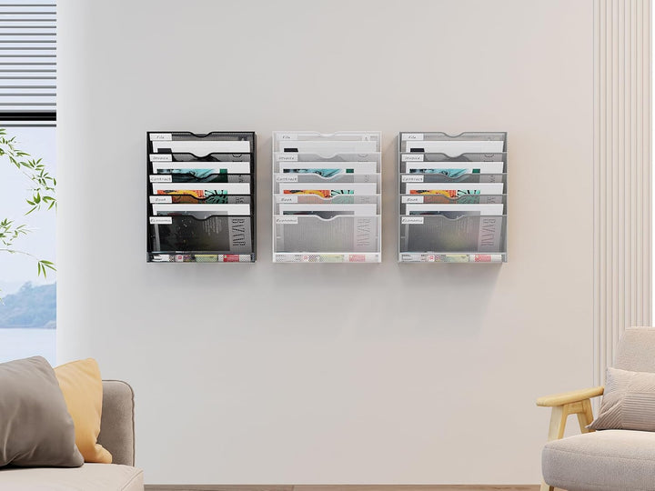 EasyPAG 6 Fächer Metall A4 Zeitschriftenhalter Wand Zeitschriften Wandhalter Aktenablage Dokumentenh