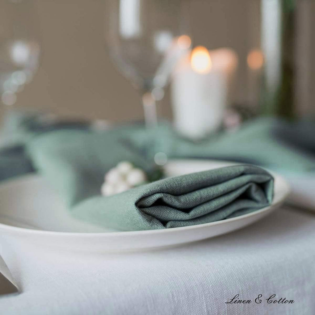 Linen & Cotton Hochwertige 4 x Stoffservietten/Servietten Stoff/Leinenservietten Hygge - 100% Leinen