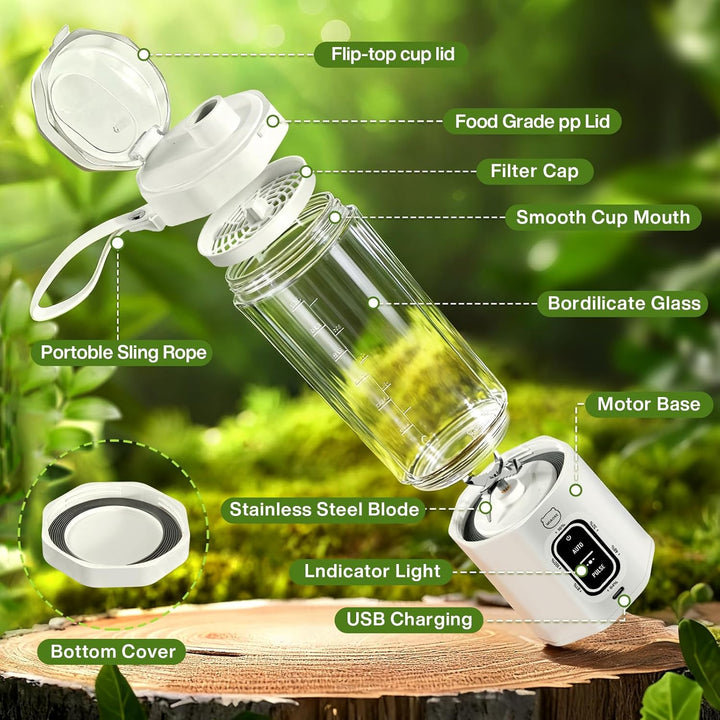 MIAOKE Tragbarer Smoothie-Mixer, 700 ml, wiederaufladbarer Mixer, mit Automatik- und Pulsfunktion, m