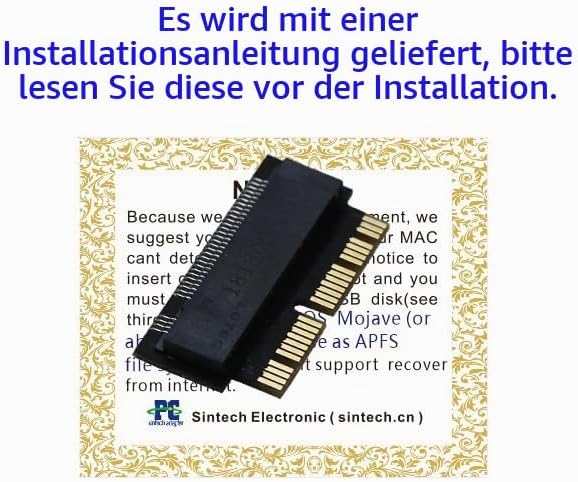 NGFF M.2 nvme SSD Adapter Karte, kompatibel mit Macs 2013–2015 1 Schwarz, 1 Schwarz
