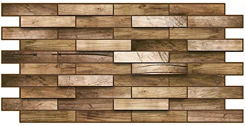 PVC Kunststoff Wandpaneele 3D Deko Fliesen Verkleidung - Holz (Haselnuss)
