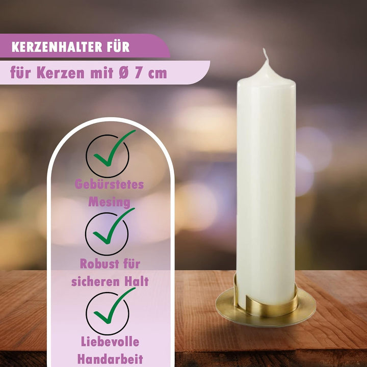 WikaKerzen Kerzenleuchter für Kerzen - Kerzenständer in Silber & Gold gebürstetem Messing Metall - K