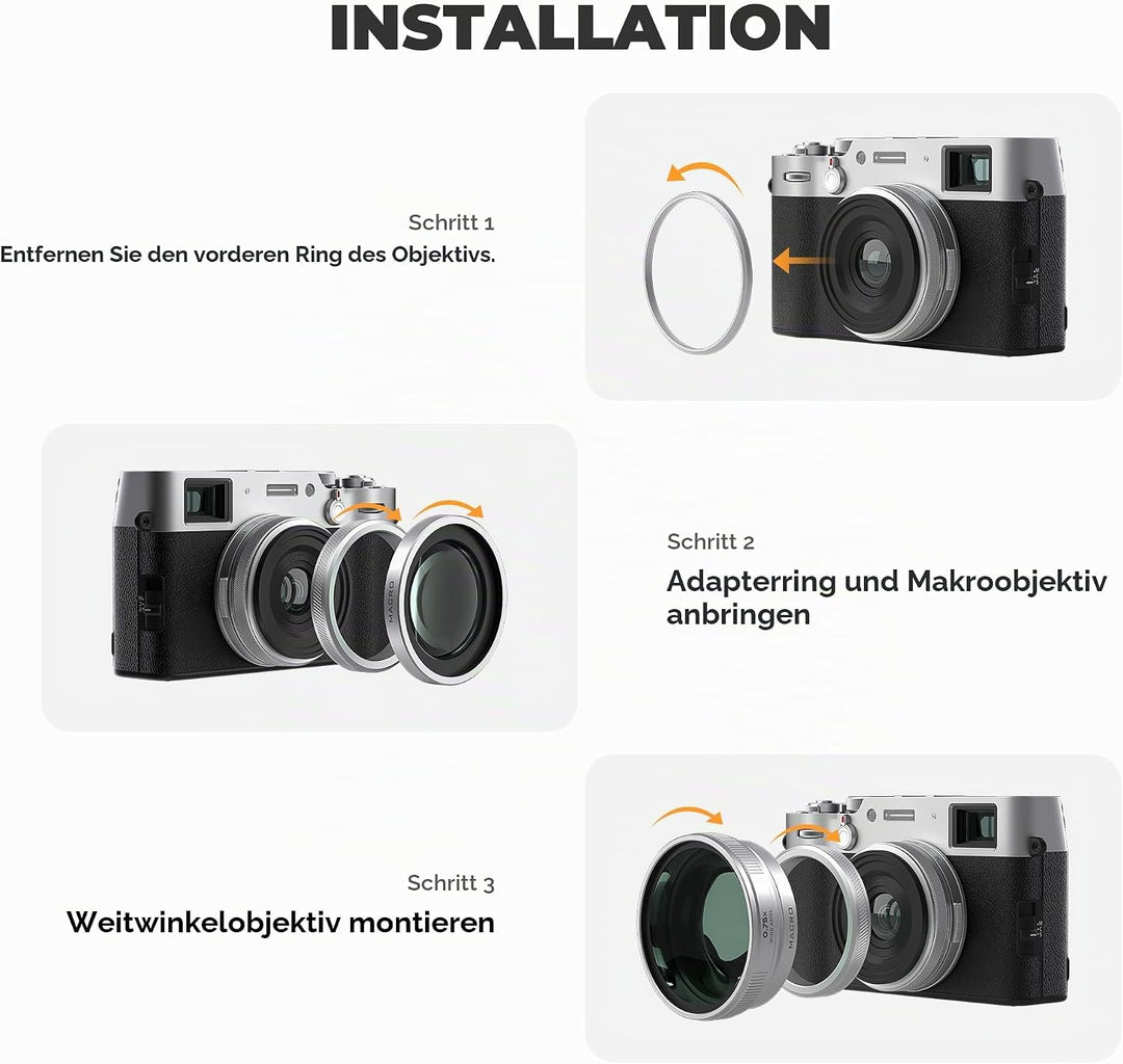 Freewell 2-in-1 Weitwinkel- &amp; Makro-Objektiv kompatibel mit Fuji X100VI/X100V - Vielseitiges Design,