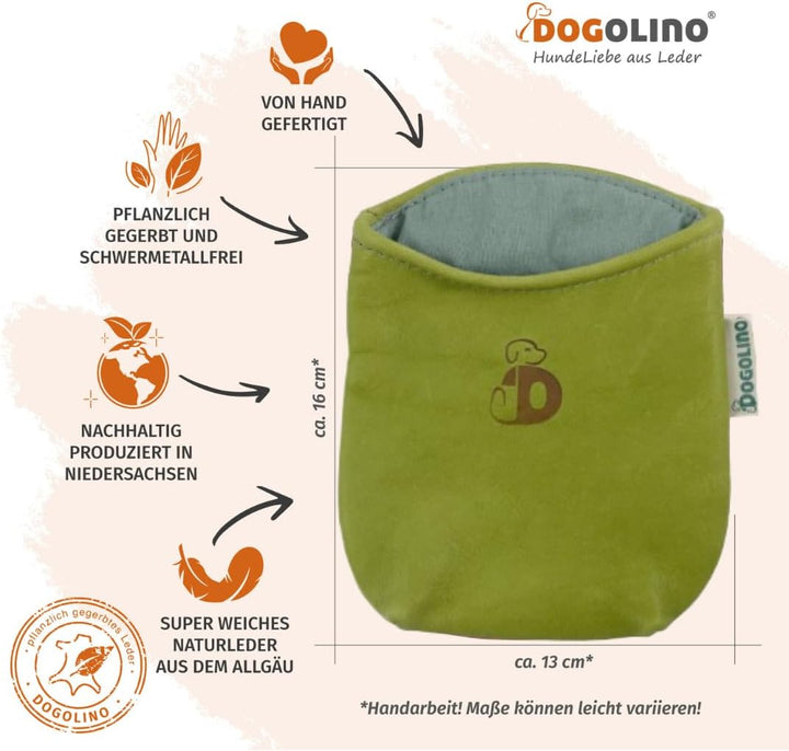 DOGOLINO® Leckerli-Beutel für Hunde aus Leder - Leckerlitasche - Leckerlibeutel mit Kotbeutelspender