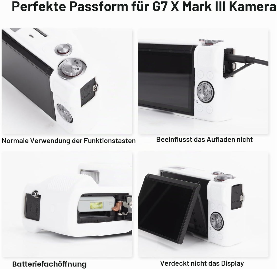 Rieibi Silikon-Schutzhülle für Canon G7X Mark III Hülle, G7X Mark III Zubehör mit 2 Stück Displaysch