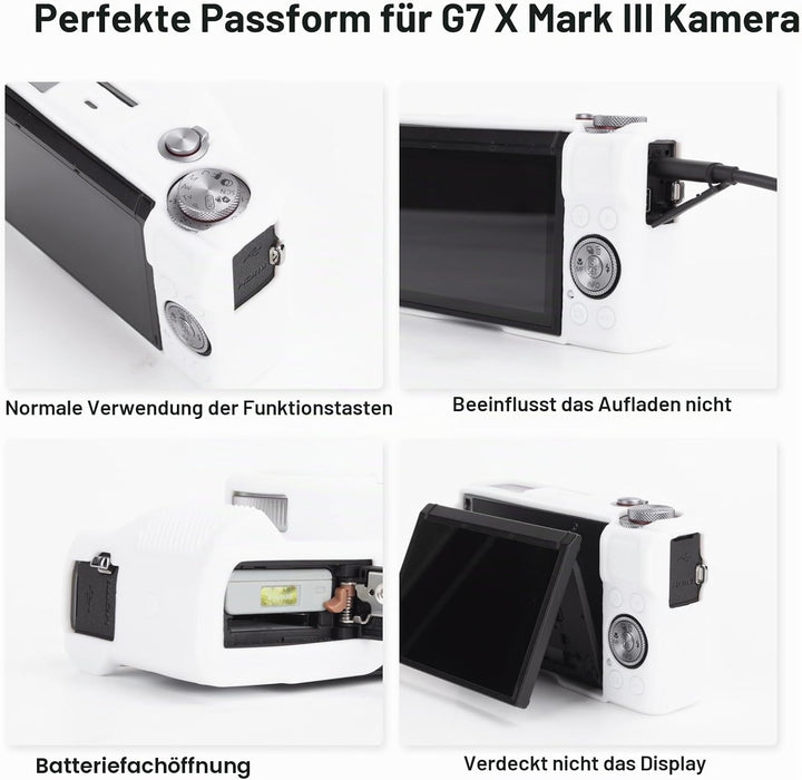 Rieibi Silikon-Schutzhülle für Canon G7X Mark III Hülle, G7X Mark III Zubehör mit 2 Stück Displaysch