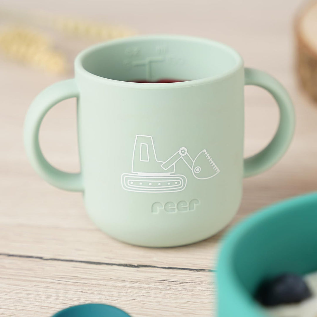 reer Silikon Geschirrset| Kinder-Geschir | 4-teilig – Teller, Schale, Becher & Löffel | lebensmittel