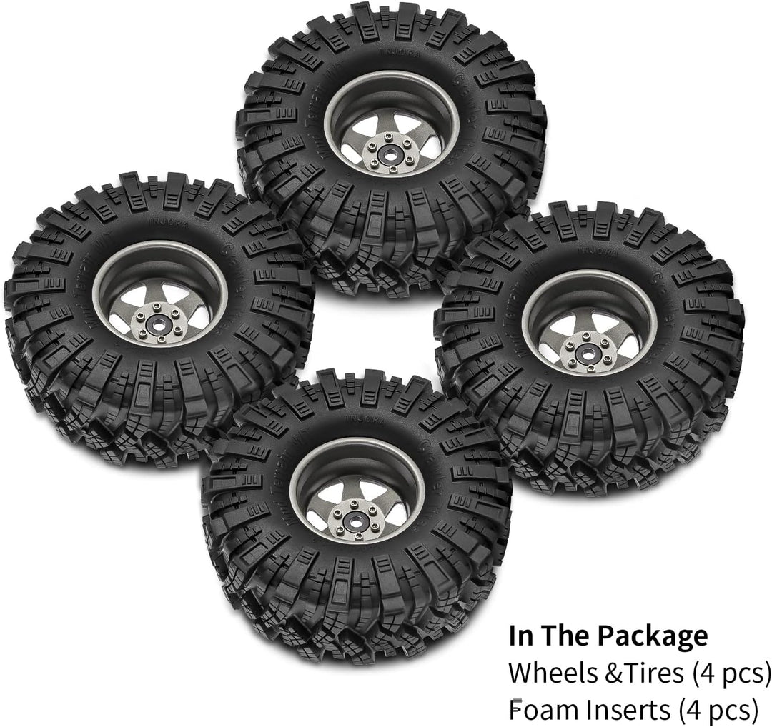 INJORA 1.9 Schlamm Reifen Sat Offset -8.9mm Beadlock Felge für 1/10 RC Crawler Auto Axial SCX10 9004