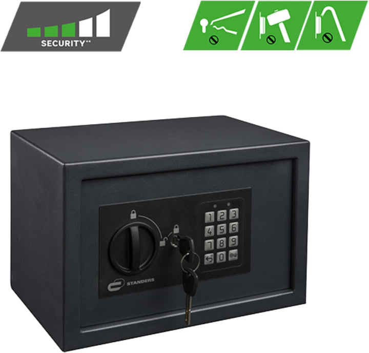 STANDERS - Elektronischer Safe - 9L - 20 x 31 x 20 cm - Wandtresor - Code-Safe - 2 Sicherheitsschlüs
