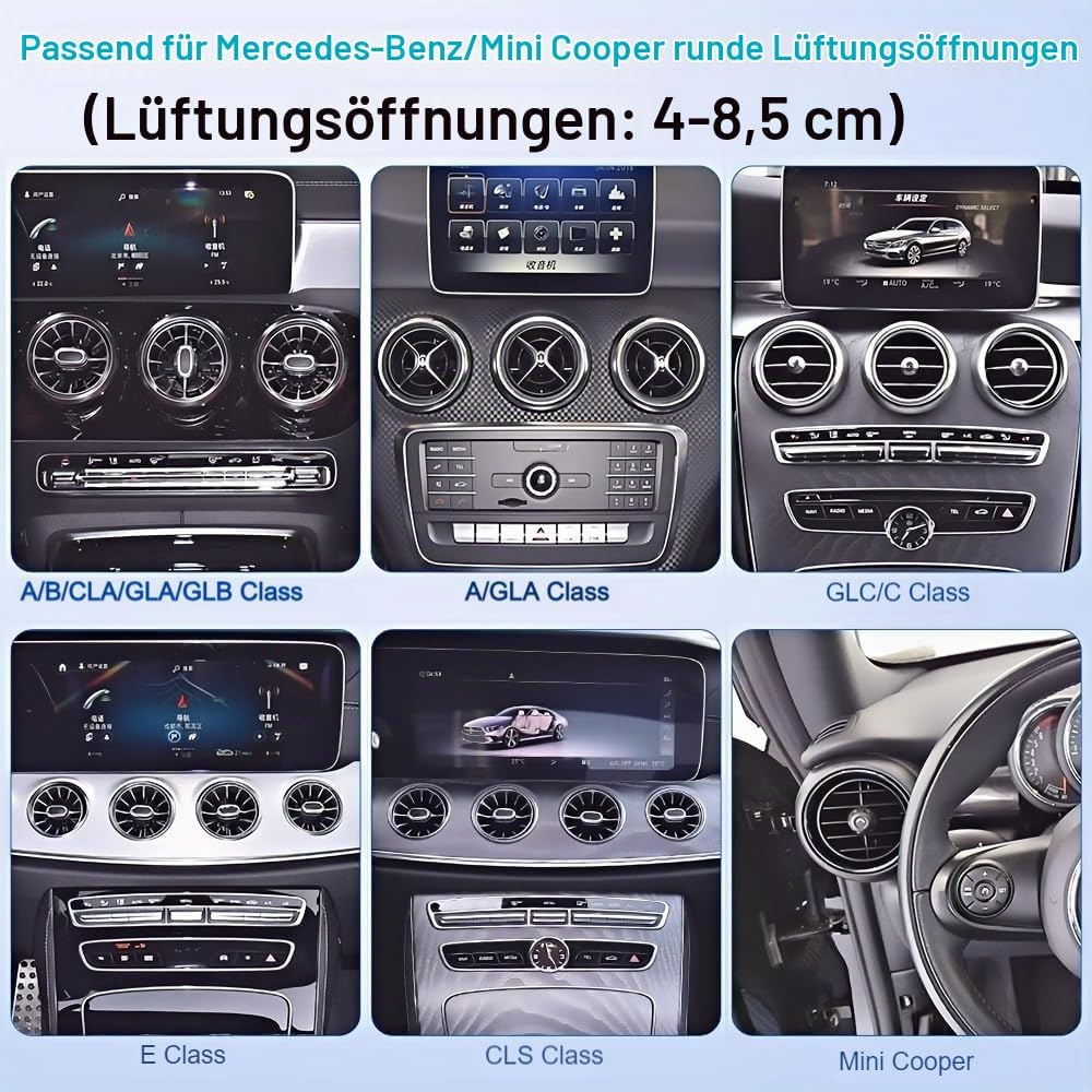 Handyhalterung Auto Runde Lüftung Mercedes-Benz AMG/GLA/GLB/GLC/GLE/GLS/GLK/smart 451 453 Mini-Coope