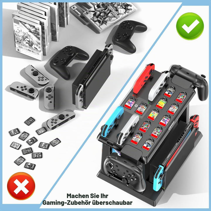 Kytok Switch Spiele Aufbewahrung mit Switch Controller Ladestation, Switch Ladestation für Switch/OL