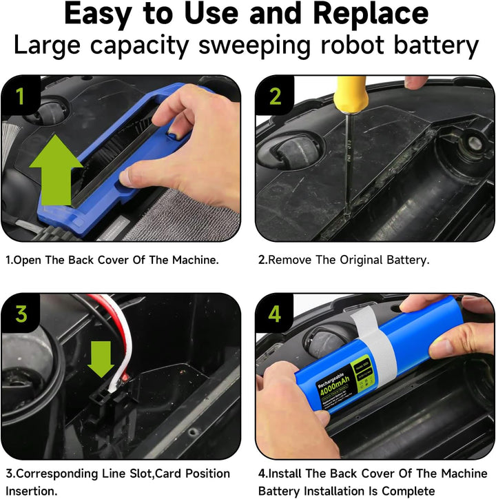 Mspalocell Ersatzakku 4000mAh/14,8V für Proscenic M6 Pro/LDS M7, für Xiaomi Vacuum Mop 2S / Mop P/Mo