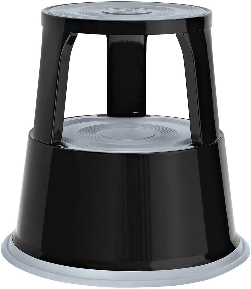 WEDO Metall-Kickstool mit Rollen – robuster Rollhocker aus Stahl mit Federrollen & rutschfester Trit