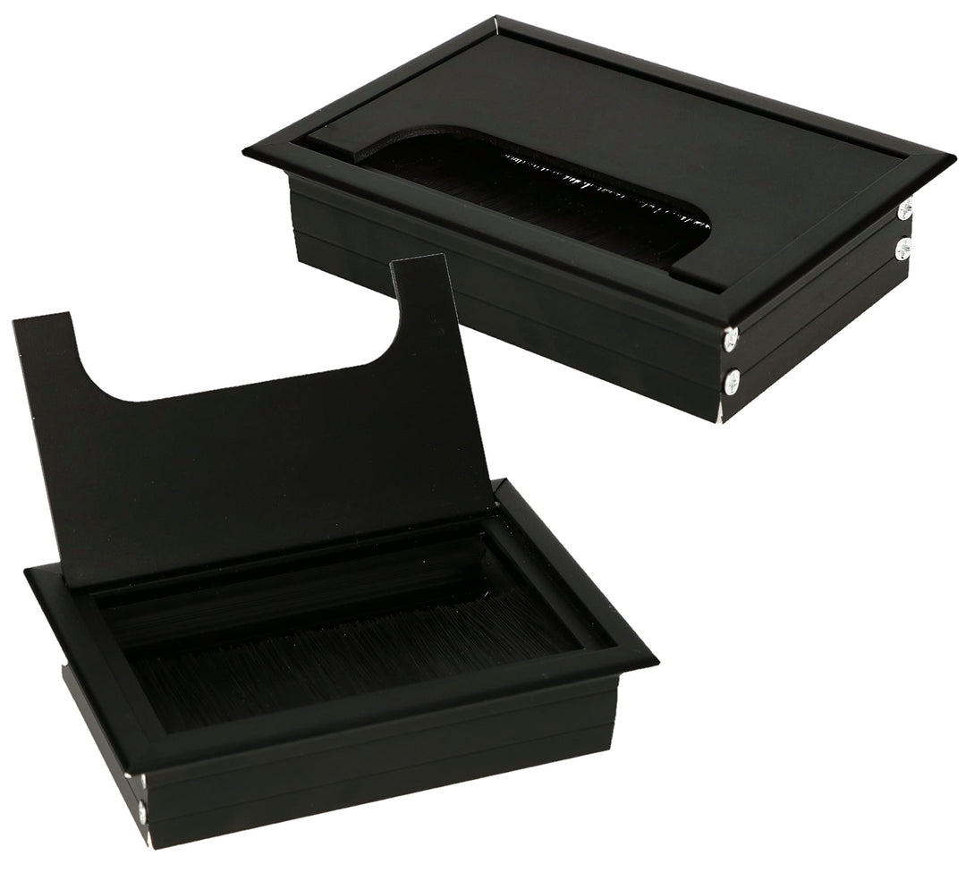KOTARBAU® 2er Set Aluminium Kabeldurchführung 120x80 mm für Möbel Schwarz Kabeldose Kabeldurchlass E