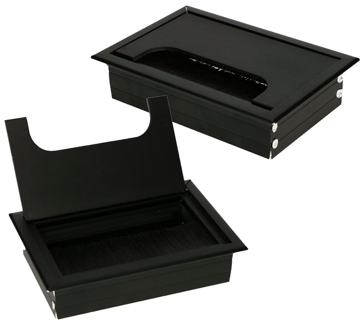KOTARBAU® 2er Set Aluminium Kabeldurchführung 120x80 mm für Möbel Schwarz Kabeldose Kabeldurchlass E