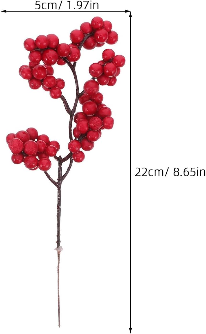 Beavorty 10st Künstliche Beeren Künstliche Rote Beerenzweige Gefälschter Weihnachtspickel Weihnachts