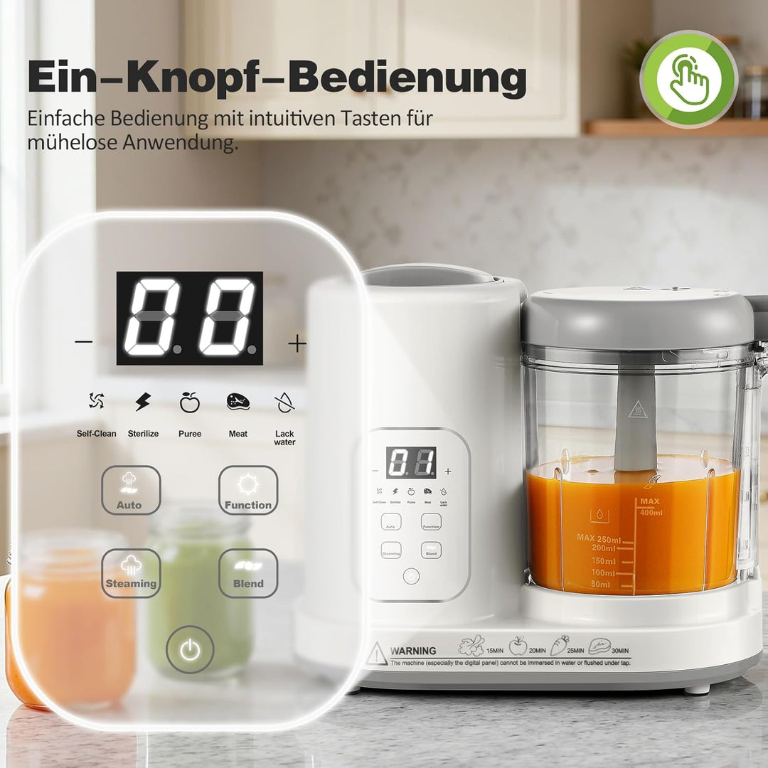 TopStrong Babynahrungszubereiter, Baby Food Maker Dampfgarer mit Dämpfen, Mixen, Auftauen & Erwärmen
