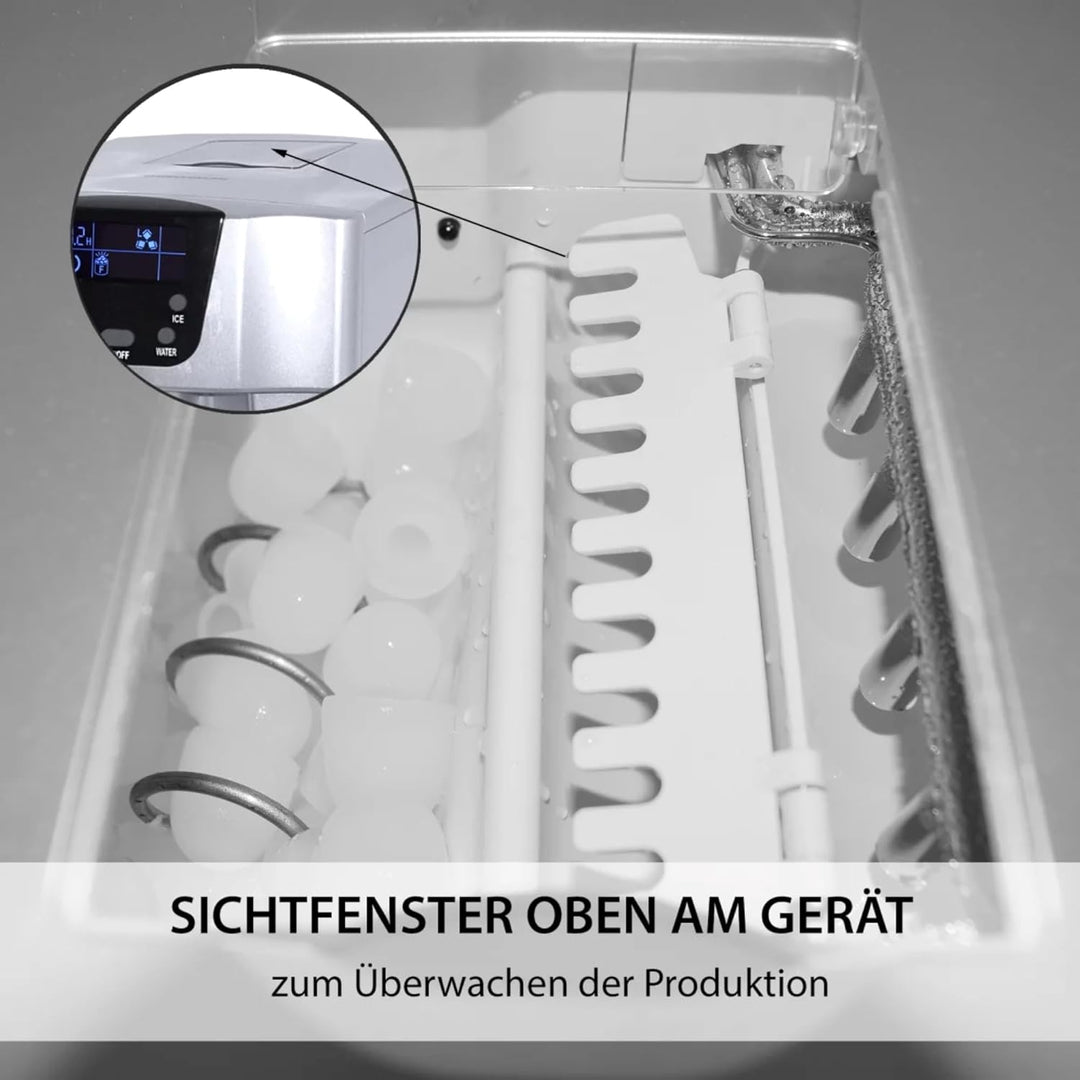 Syntrox Germany Eiswürfelmaschine Plumpix (Display + Eiswasserfunktion), 500 Watt, Eiswürfelautomat