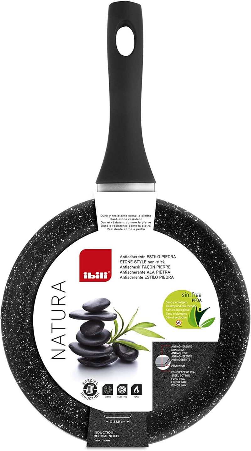 IBILI - Pfanne Natura, 26 cm, Aluminium, Anti-Haft-Beschichtung im Stein-Stil, geeignet für Induktio