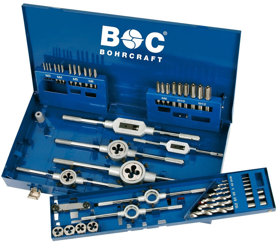 Bohrcraft HSS-G Gewindeschneid-Sortiment GW 12 in Industriekassette / M3 - M12 / 54-teilig / 6000141