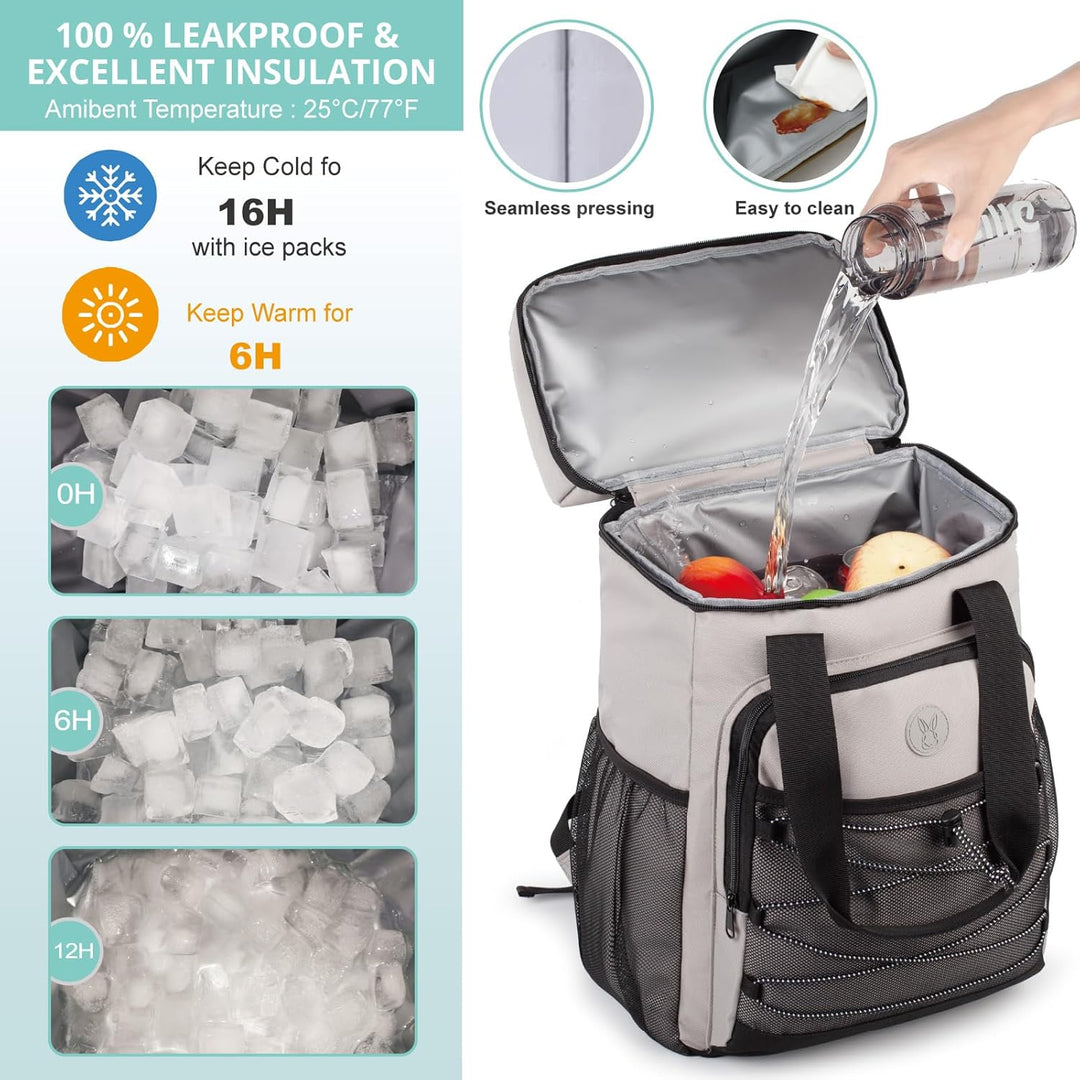 Kühlrucksack mit gepolstertem Tragegriff, Leichter und isolierter Rucksack, auslaufsicher, grosse Ka