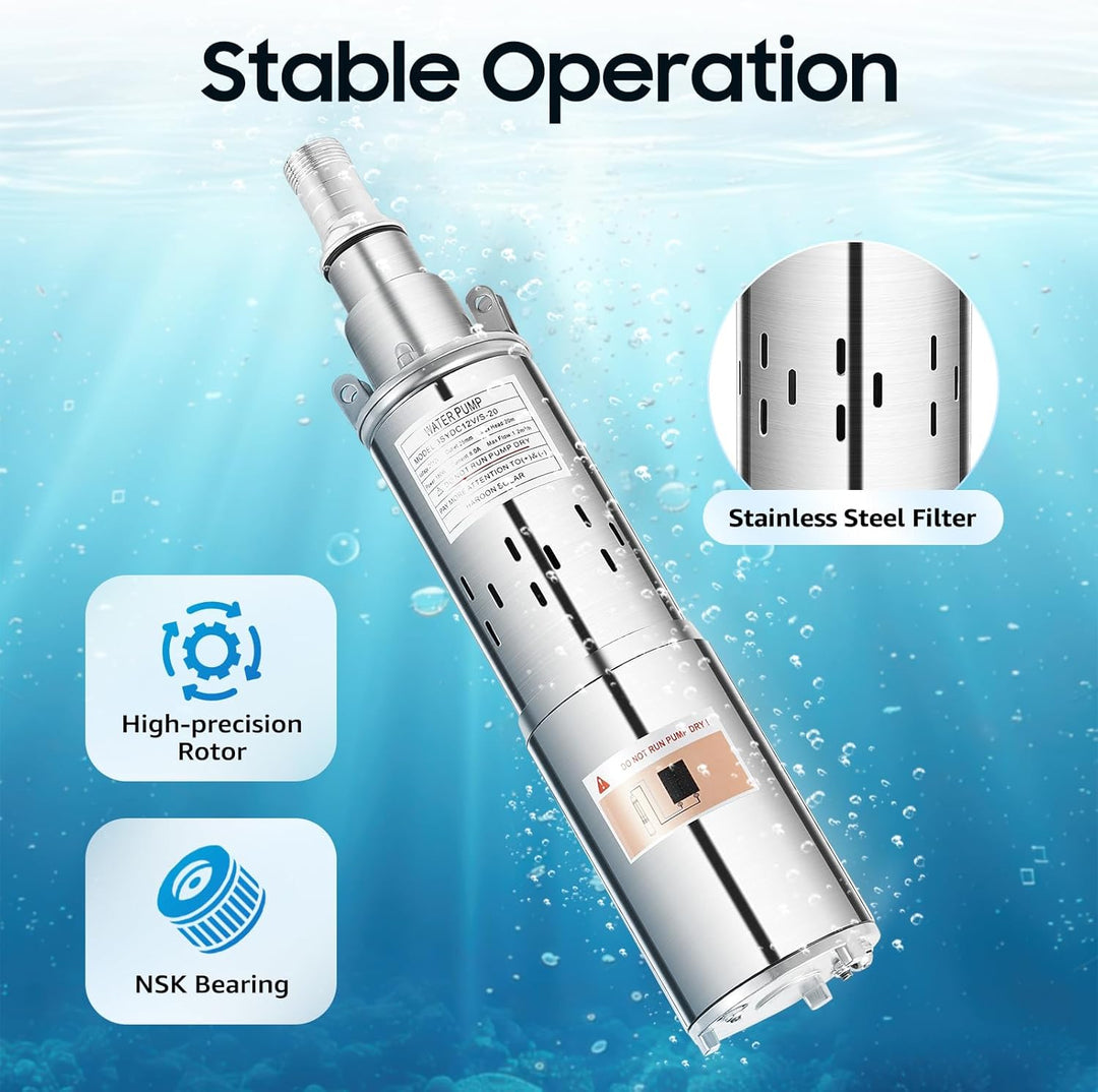 Tauchpumpe Tiefbrunnenpumpe Wasserpumpe Leise Tiefbrunnenpumpe Solar-Tauchpumpe Edelstahlbrunnenpump