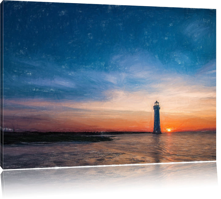 Pixxprint Leuchtturm als Leinwandbild/Grösse: 100x70 / Wandbild/Kunstdruck/fertig bespannt, 100x70