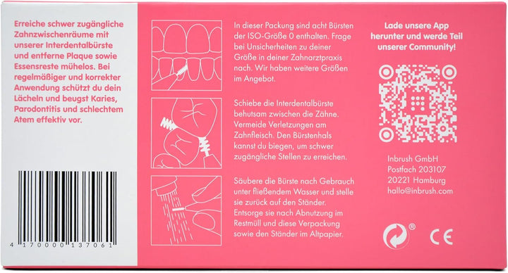 inbrush Interdentalbürsten Sparpack | 48 Stück, ISO-Grösse 0 (Rosa) für enge Zahnzwischenräume | Pla