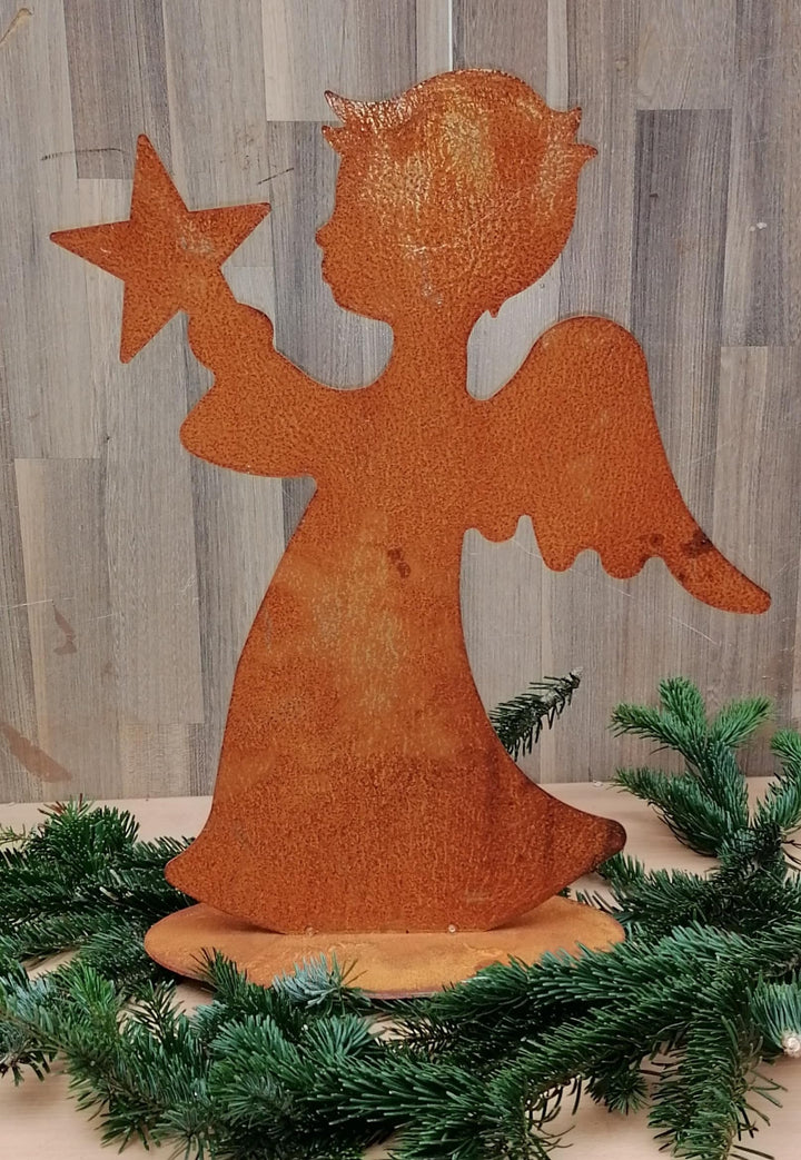 Generisch NEU !! Engel mit Stern 50 cm hoch aus Metall in angesagtem Edelrost Rost Weihnachten Deko