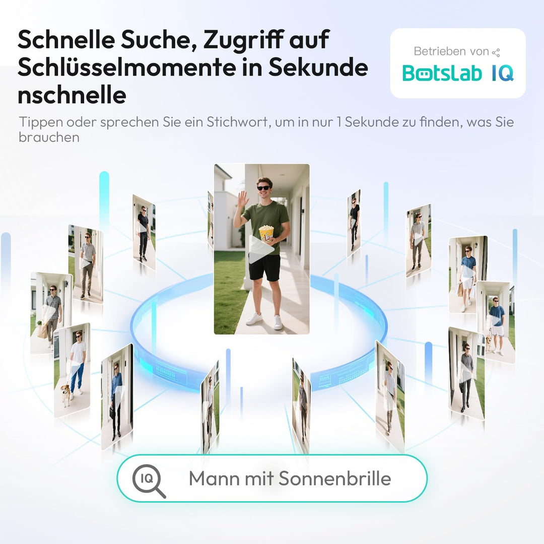 BOTSLAB Türklingel mit Kamera 2K Video Türklingel Akku, Kabellose Videotürklingel mit Kopf-bis-Fuss-