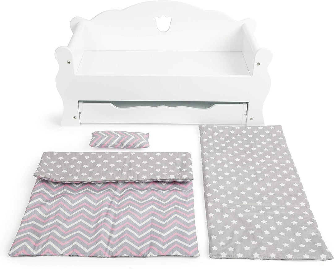 small foot Puppentagesbett aus Holz, inkl. Matratze, bunter Decke und Kissen, mit Schublade, ab 3 Ja