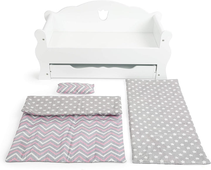 small foot Puppentagesbett aus Holz, inkl. Matratze, bunter Decke und Kissen, mit Schublade, ab 3 Ja