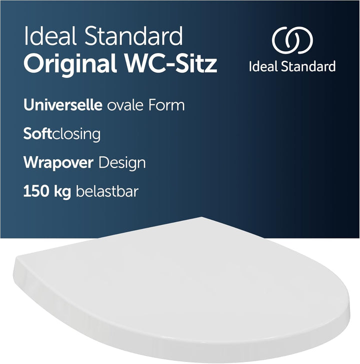 Ideal Standard Universal WC-Sitz mit Absenkautomatik (Softclose), Abnehmbarer Toilettensitz in ovale