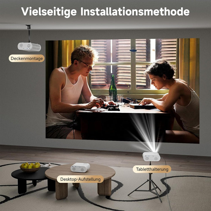 Beamer【Google TV/Netflix】 Beamer 4K mit Play Store, 20000 Lumen Mini Beamer Full HD 1080P, LED Beame