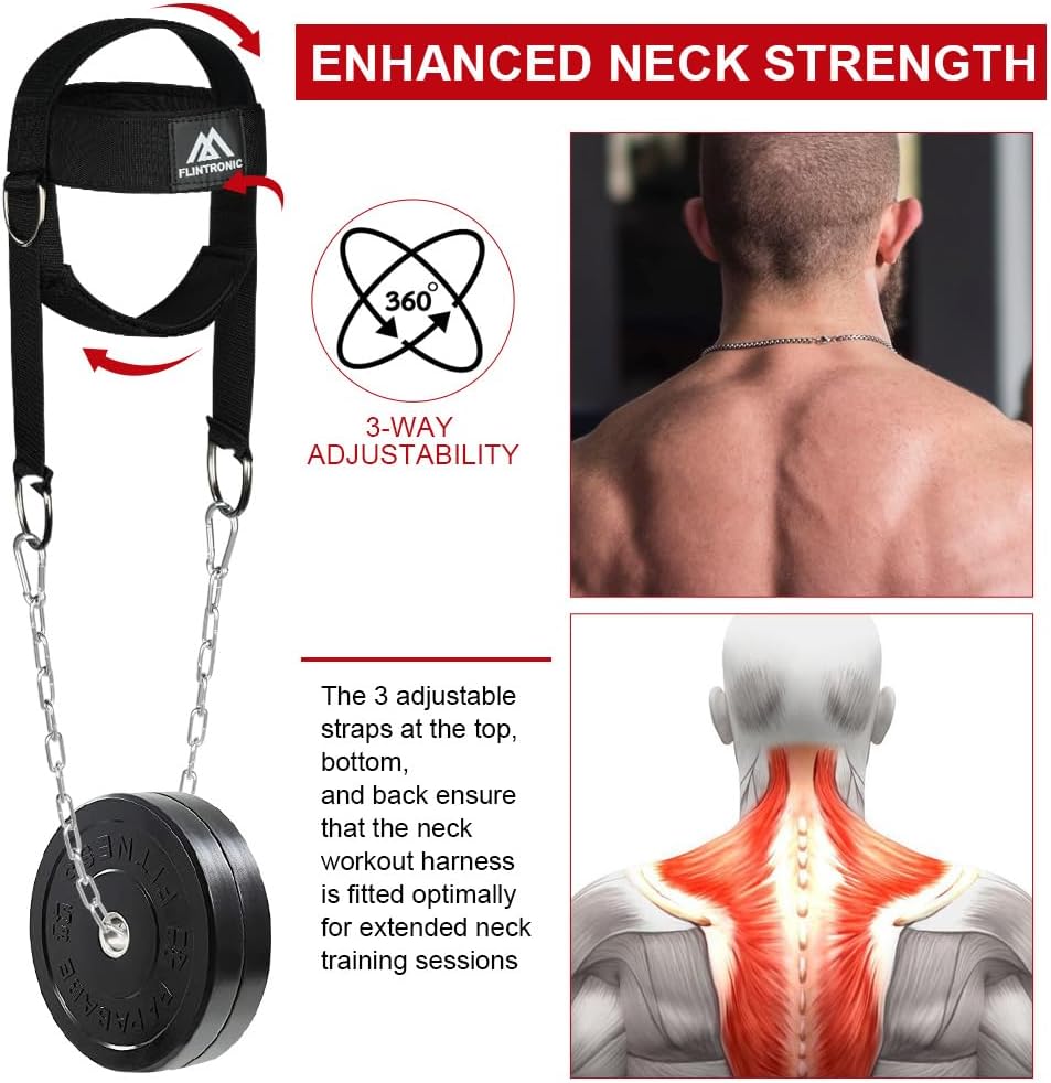 Flintronic Nackentrainer, Gewichtheben Kette Geschirr, Neck Harness für Kraftsport Nackenstrecker fü